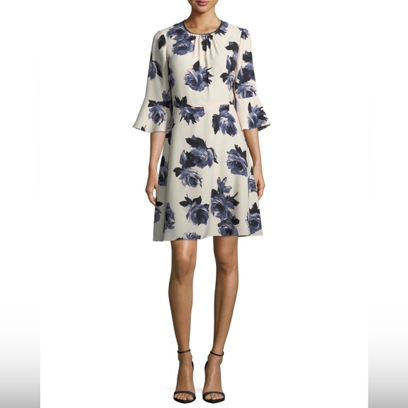 NWT Kate Spade New York Night Rose in Rosedew Floral Crepe Dress Size 00 0 4